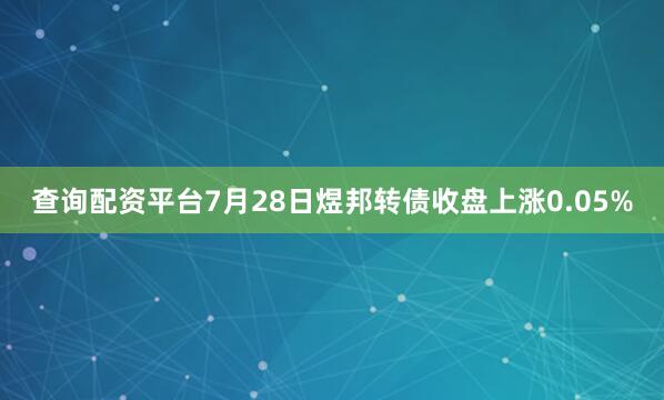 查询配资平台7月28日煜邦转债收盘上涨0.05%